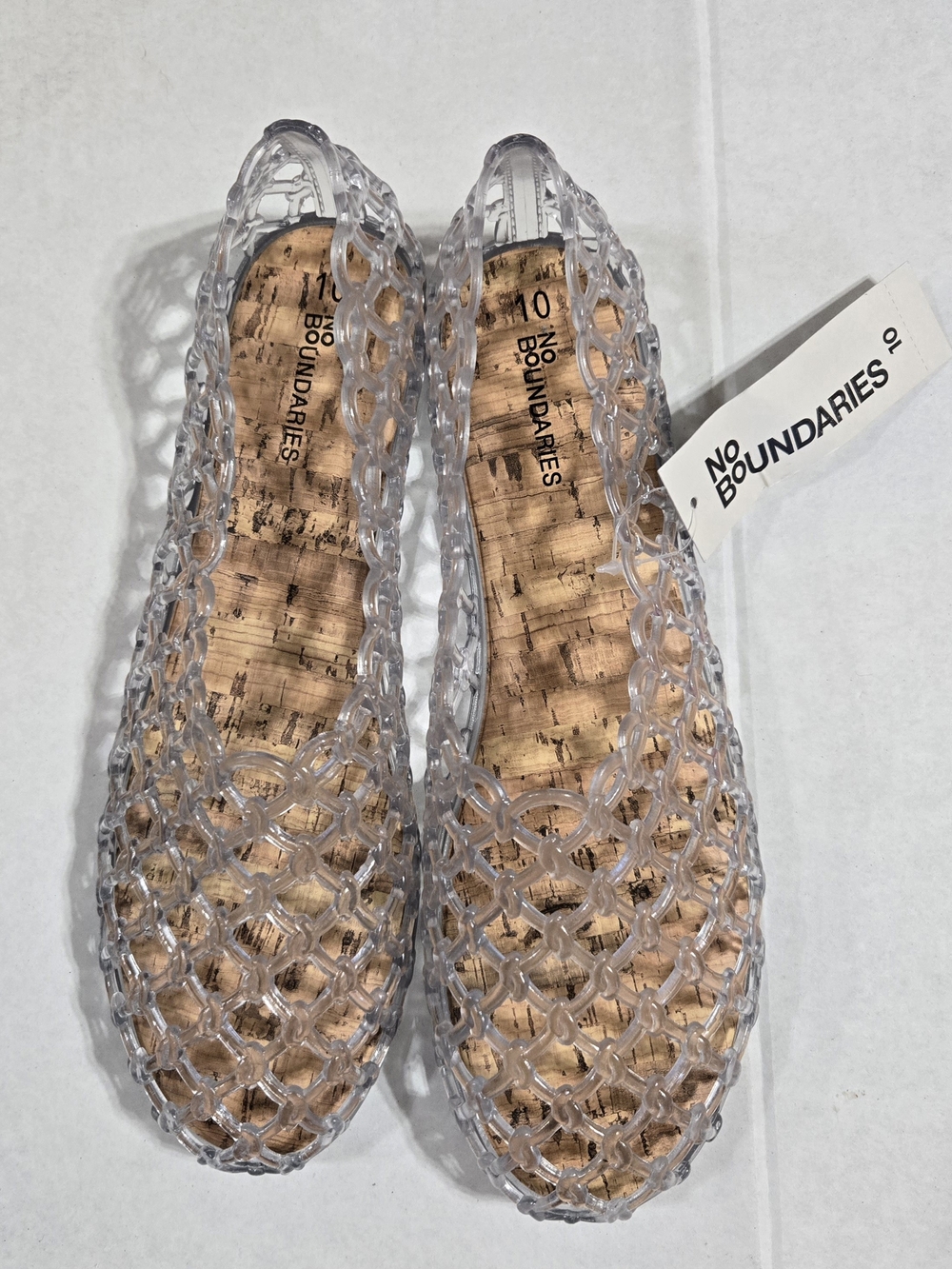 No Boundaries Women's Clear Jelly Slip-On Flats Memory Foam Multiple Sizes